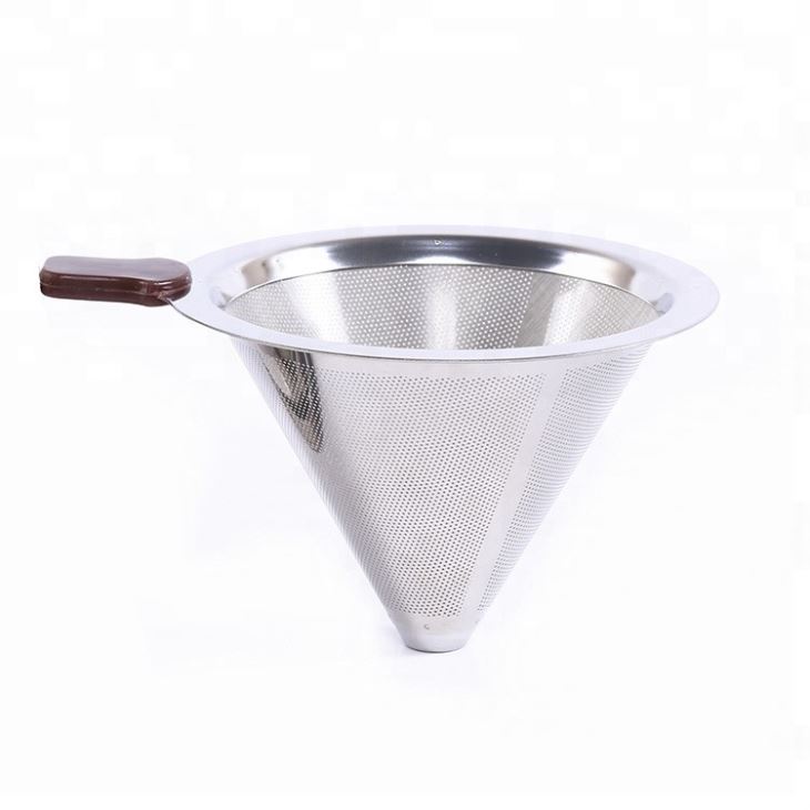 Stainless Steel Double Mesh Filter Coffee Dripper Reusable Pour Over Coffee Maker With Rubber Ring