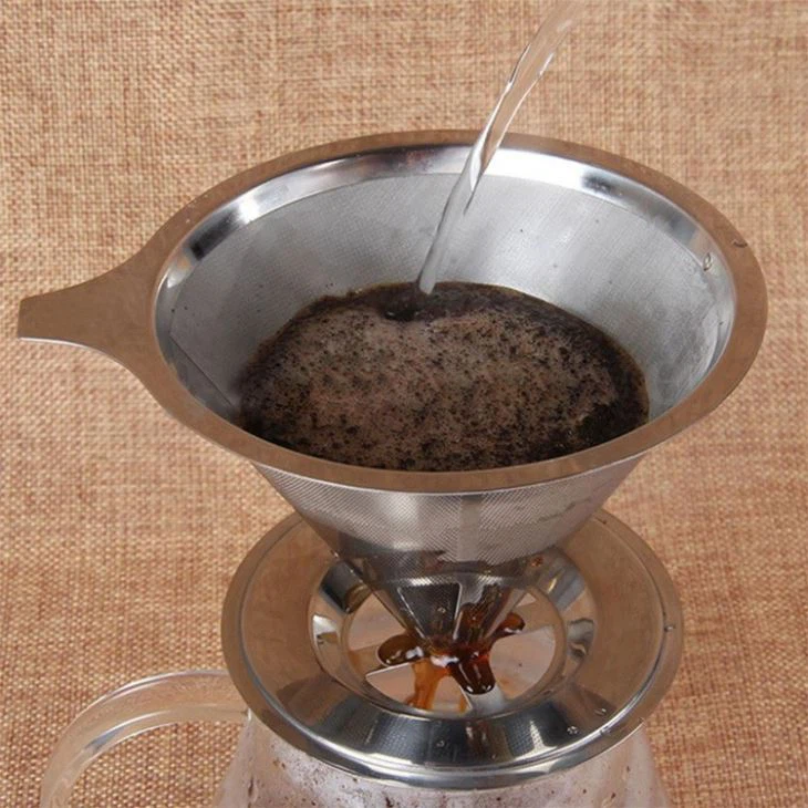 Stainless Steel Pour Over Coffee Dripper Mesh Filter With Cup Stand