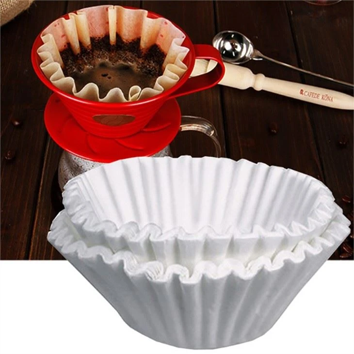 50pcs/Set White Coffee Filters Single Serving Paper For Coffee Machine 24CM White Filter Paper Cake Cup Coffee Paper Bowl